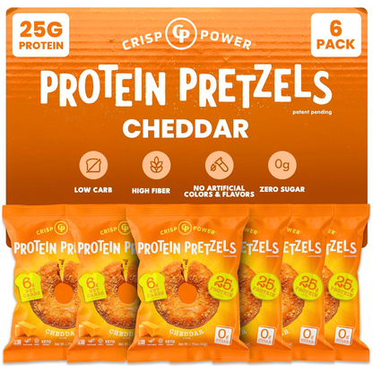 Crisp Power Protein Pretzels - Cheddar - 6 Bags