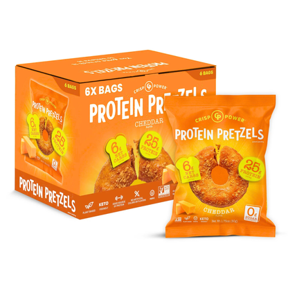 Crisp Power Protein Pretzels - Cheddar - 6 Bags