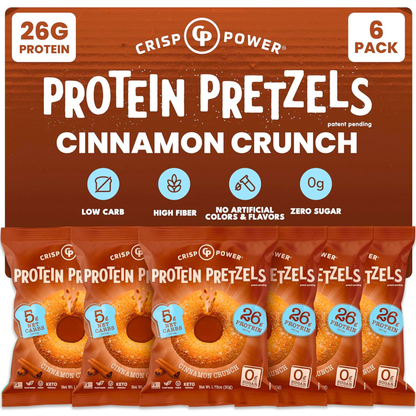 Crisp Power Protein Pretzels - Cinnamon Crunch - 6 Bags