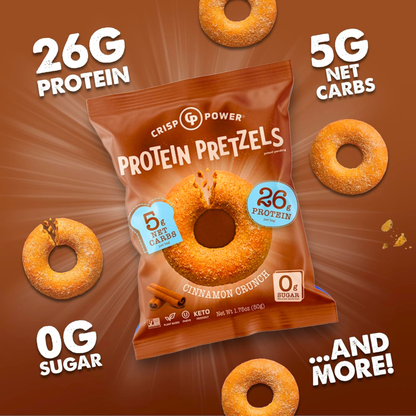 Crisp Power Protein Pretzels - Cinnamon Crunch - Single Bag