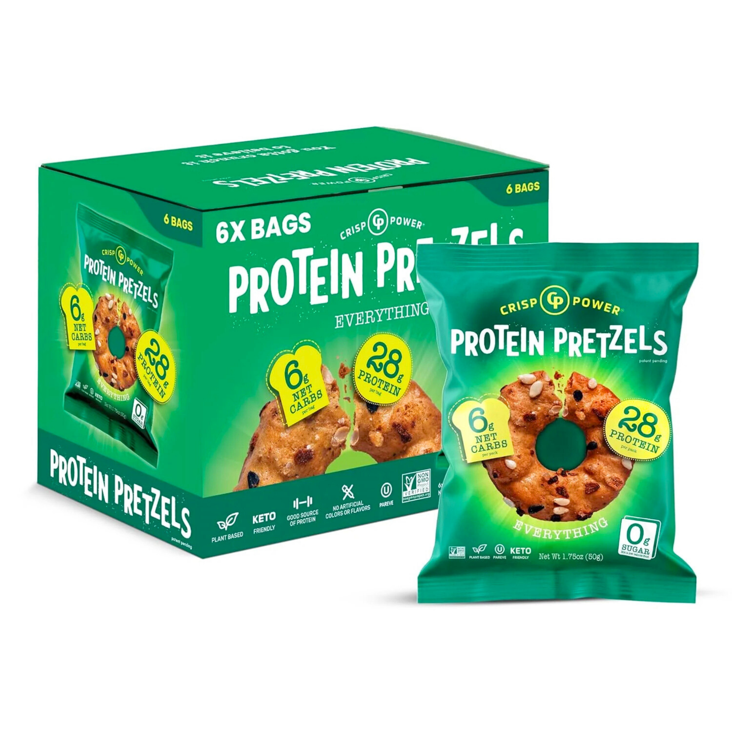 Crisp Power Protein Pretzels - Everything - 6 Bags