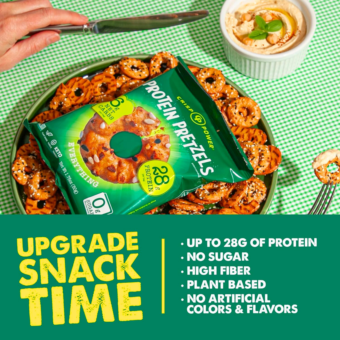 Crisp Power Protein Pretzels - Everything - Single Bag