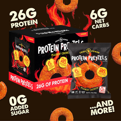 Crisp Power Protein Pretzels - Flamin' Crunch - Single Bag