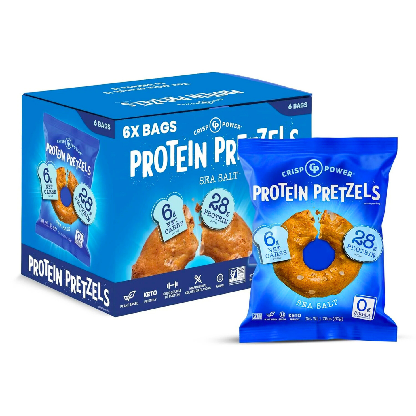 Crisp Power Protein Pretzels - Sea Salt - 6 Bags