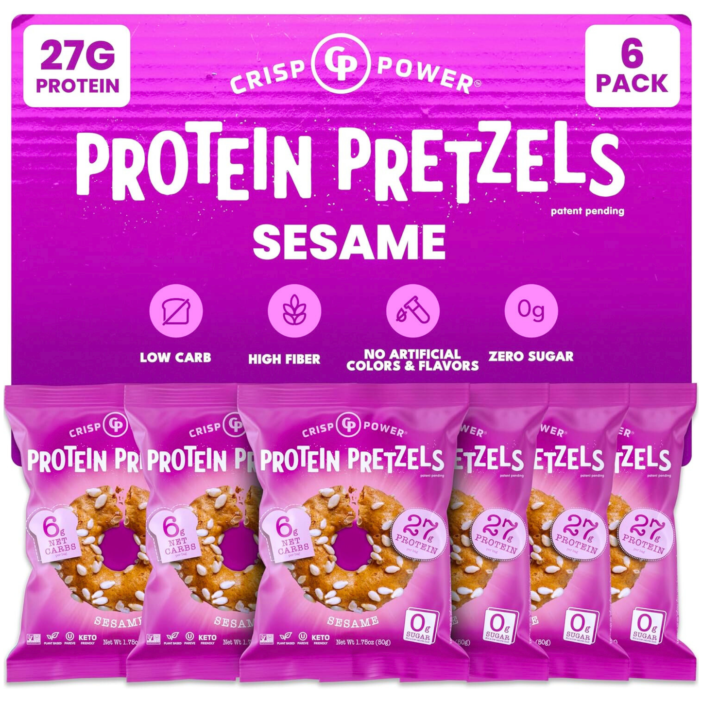 Crisp Power Protein Pretzels - Sesame - 6 Bags