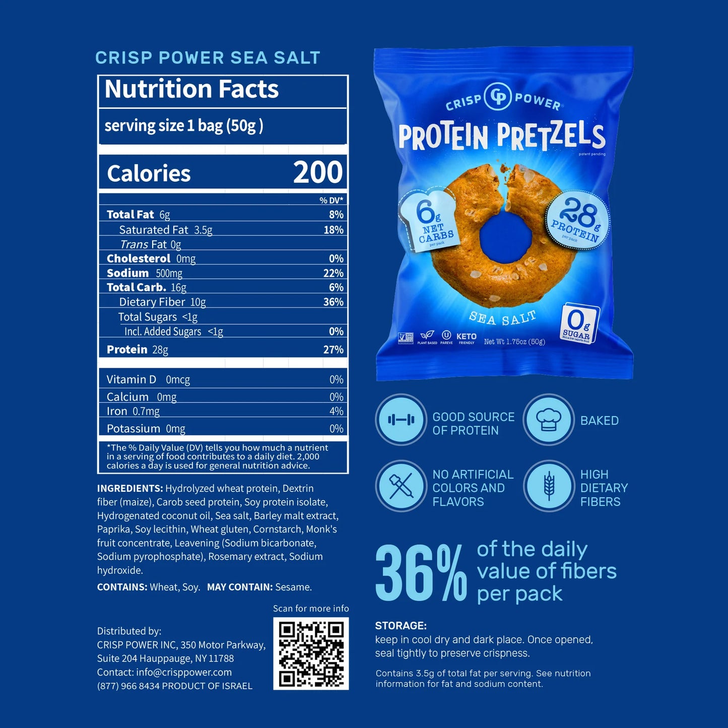 Crisp Power Protein Pretzels - Sea Salt - 6 Bags