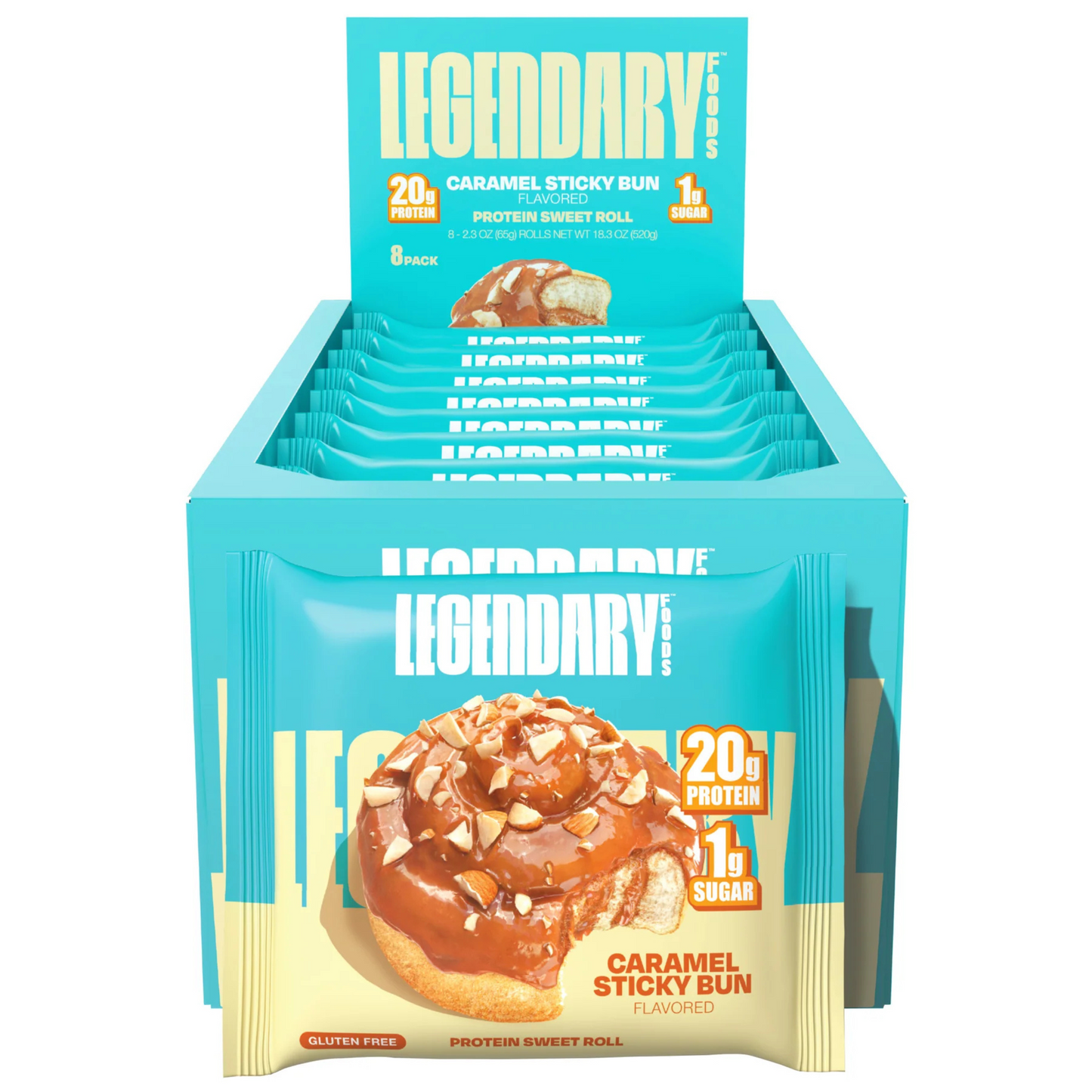Legendary Foods - Sweet Rolls - Caramel Sticky Bun - 8 Pack