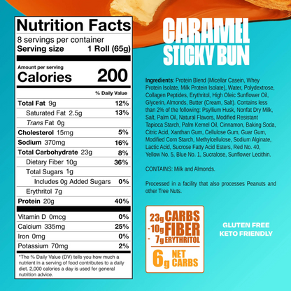 Legendary Foods - Sweet Rolls - Caramel Sticky Bun - 8 Pack