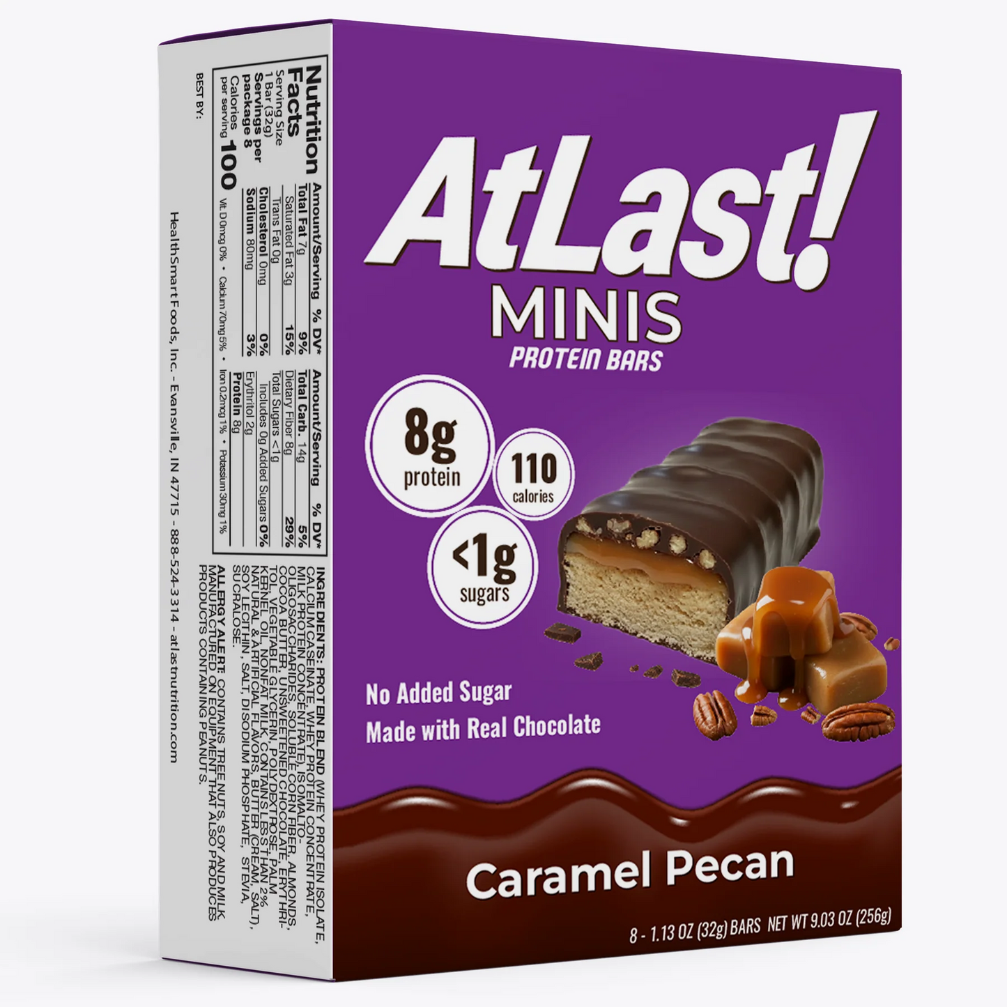 At Last! Minis Protein Bars - Caramel Pecan - 8/Box