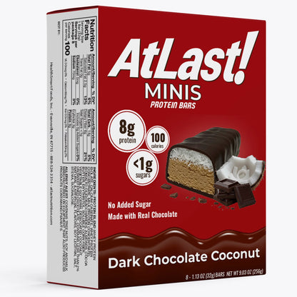 At Last! Minis Protein Bars - Dark Chocolate Coconut - 8/Box