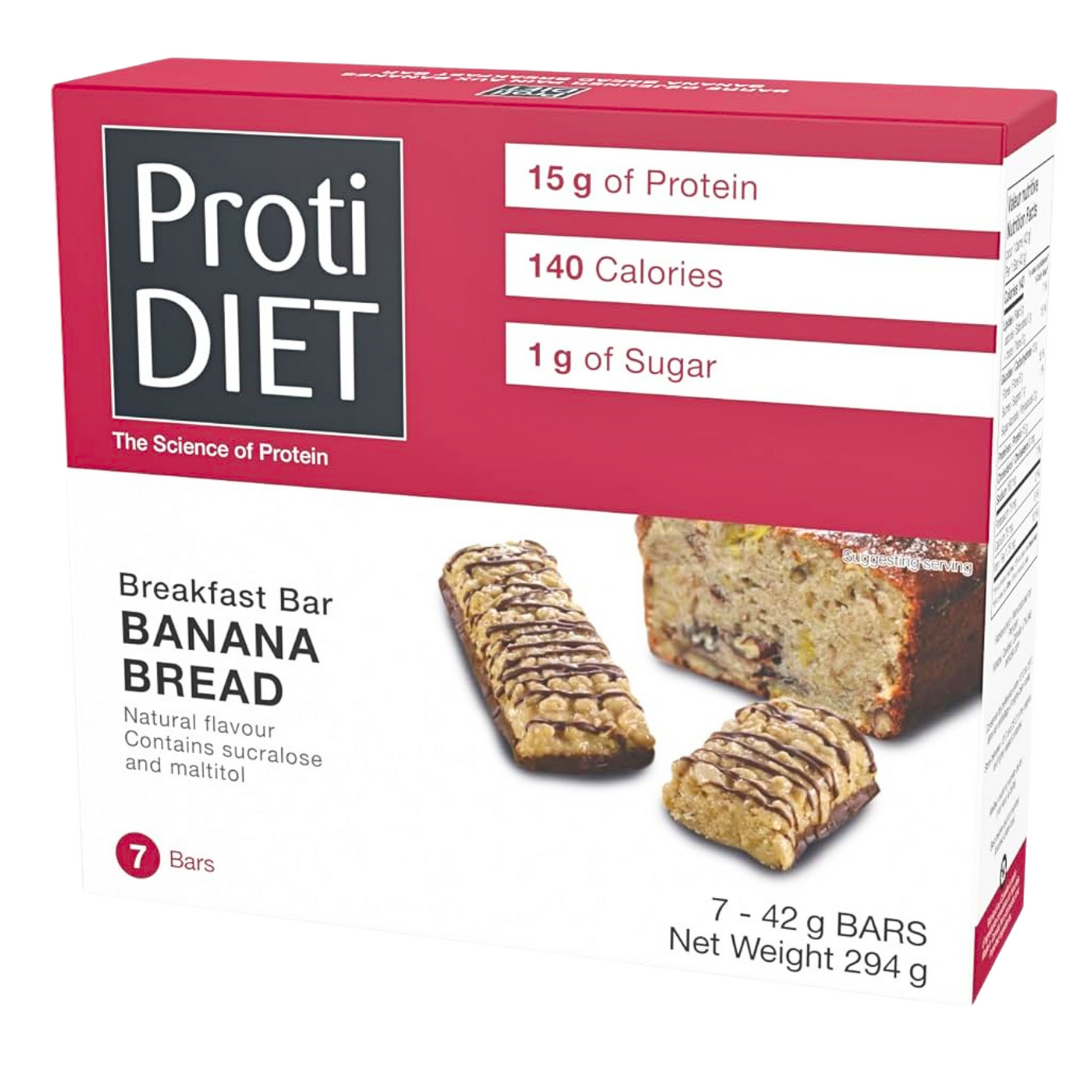ProtiDiet - Banana Bread Breakfast Protein Bar - 7 Bars