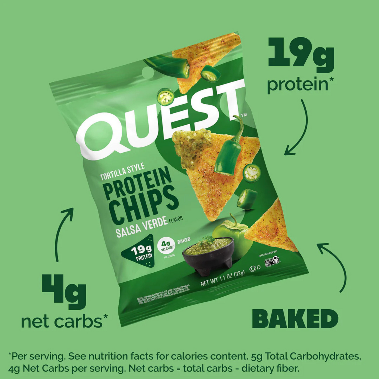 Quest Protein Tortilla Chips - Salsa Verde - Single Bag