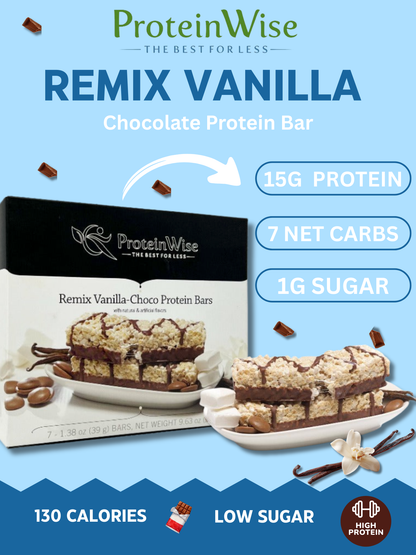 Proteinwise - Remix Vanilla Chocolate Protein Bar - 7/Box