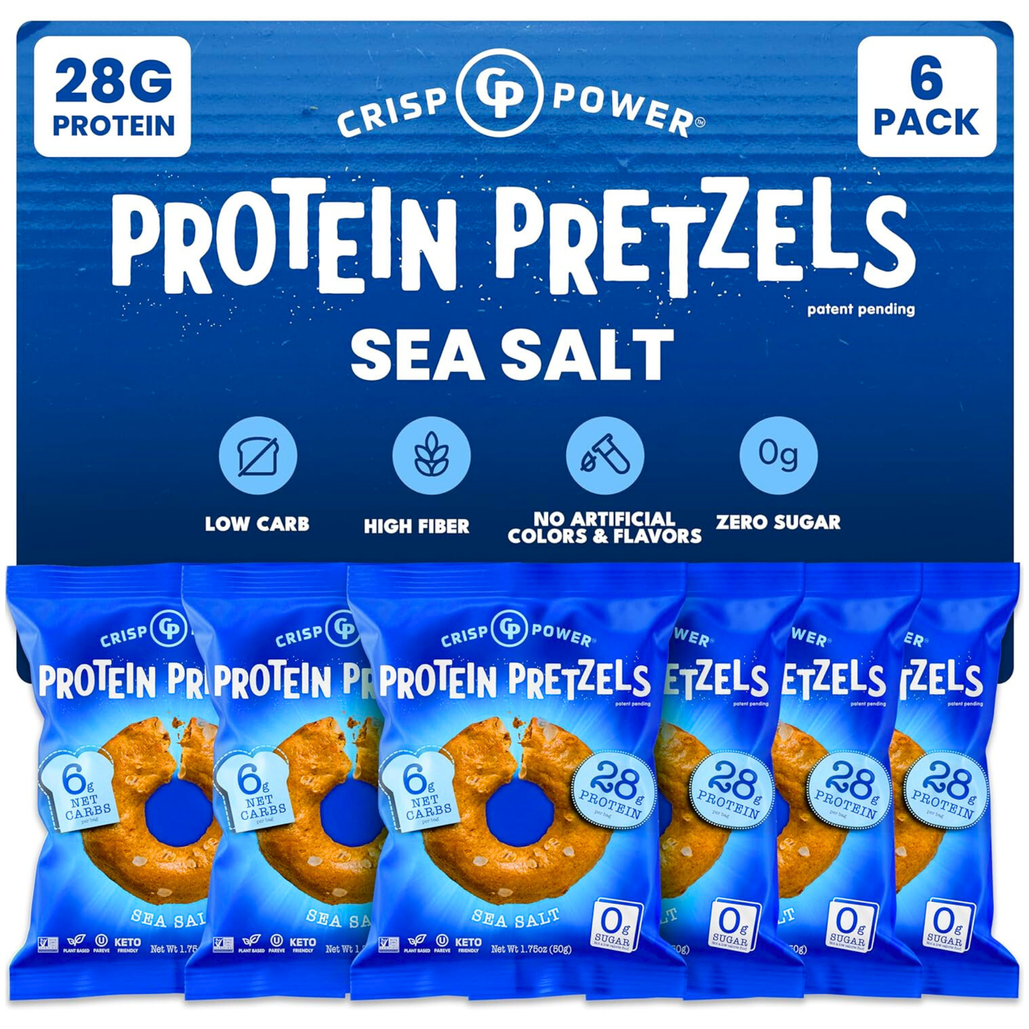 Crisp Power Protein Pretzels - Sea Salt - 6 Bags