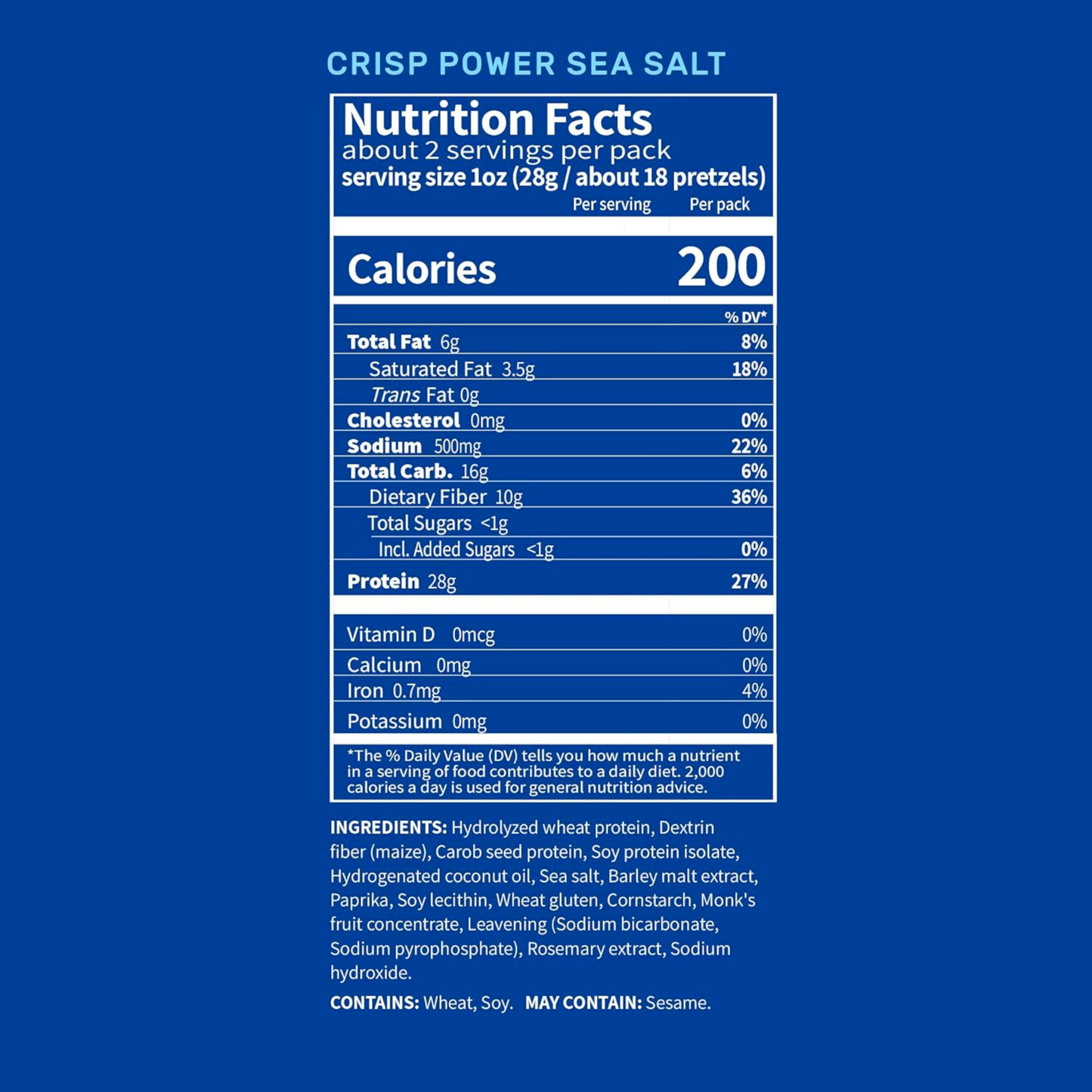 Crisp Power Protein Pretzels - Sea Salt - Single Bag