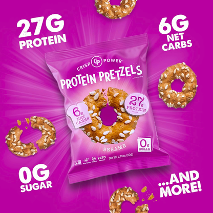 Crisp Power Protein Pretzels - Sesame - Single Bag