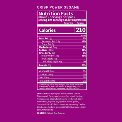Crisp Power Protein Pretzels - Sesame - Single Bag