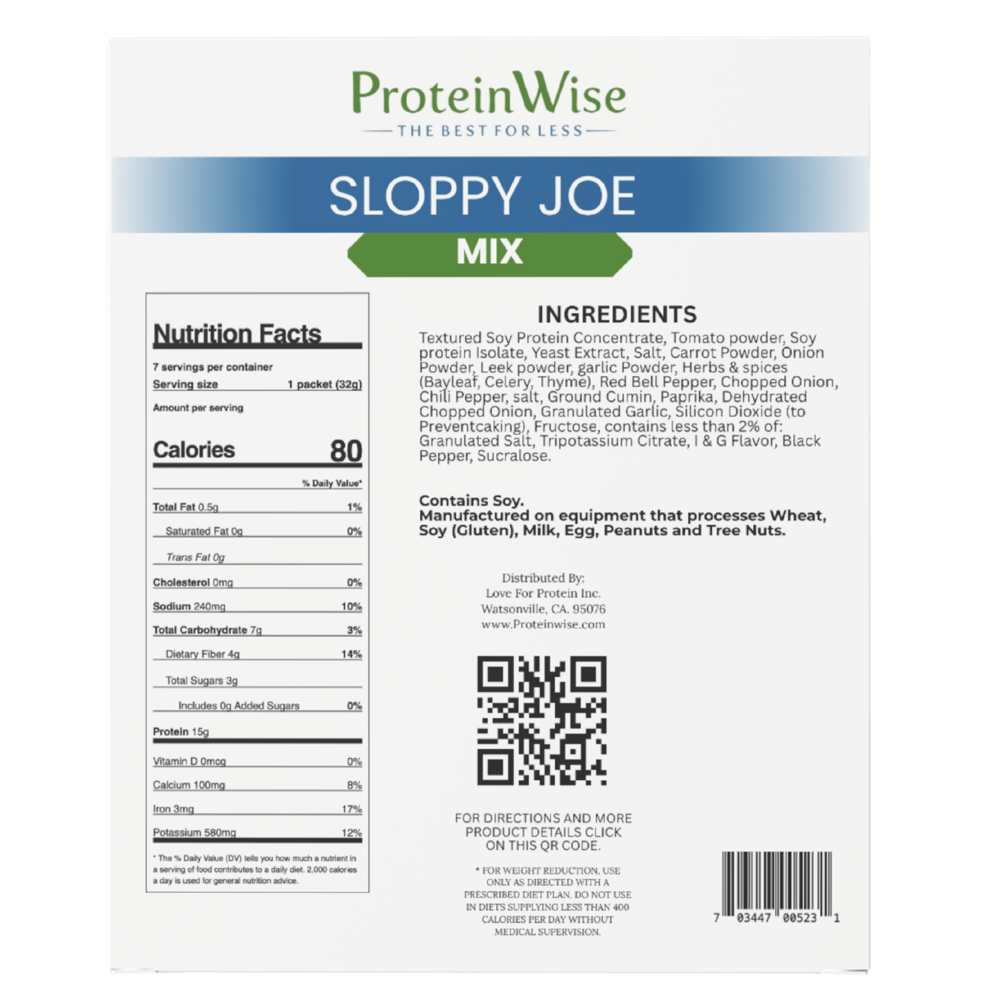 ProteinWise - Sloppy Joe Mix - 7/Box