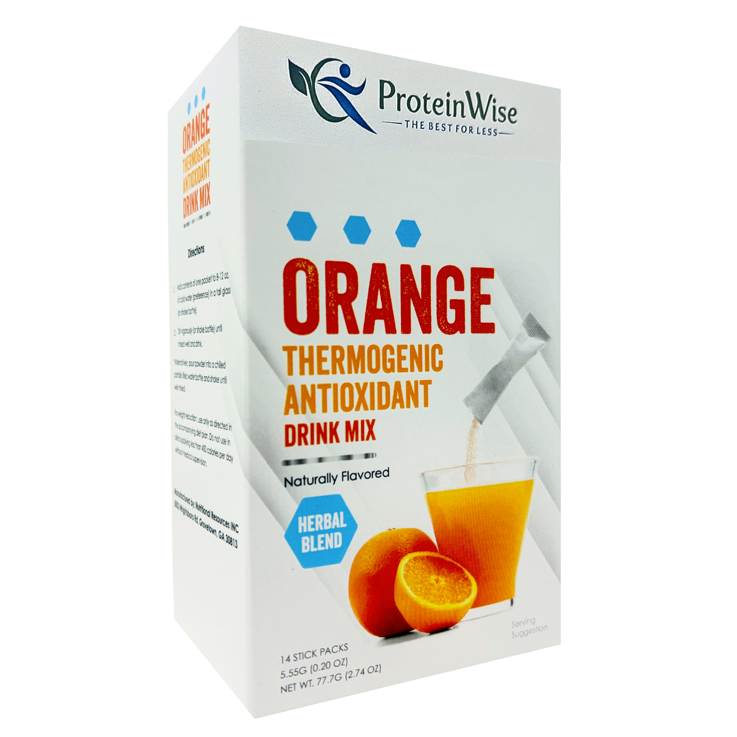 ProteinWise - Meta Booster Thermogenic Antioxidant Drink Mix - Orange- 14 Stick Packs