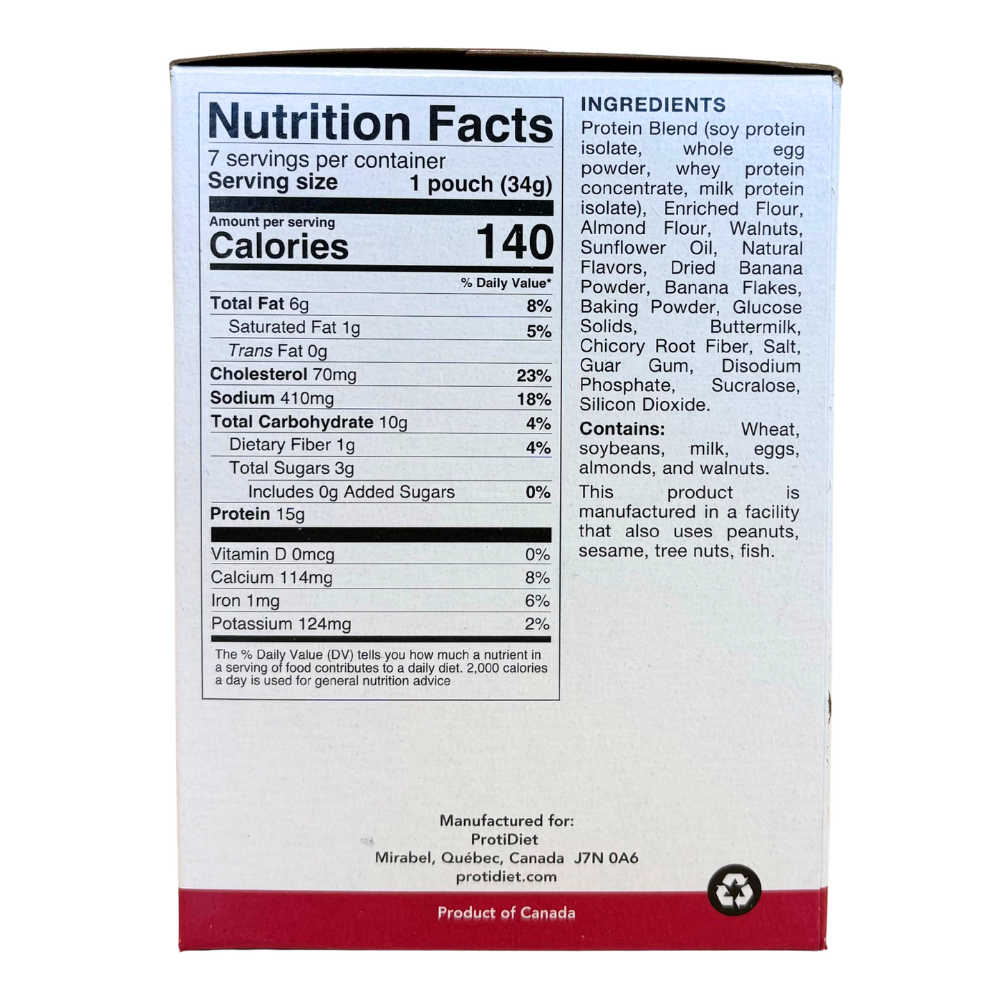 ProtiDiet - Banana and Nuts Cake Mix - 7/Box – ProteinWise