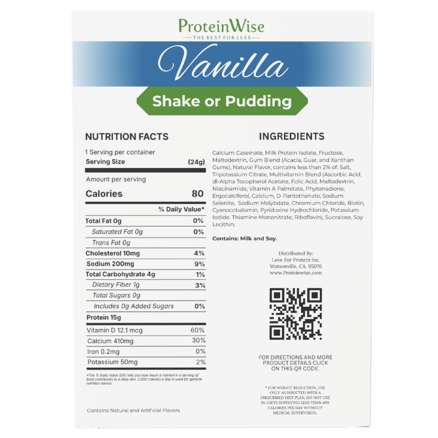 ProteinWise - Vanilla High Protein Shake or Pudding - 7/Box
