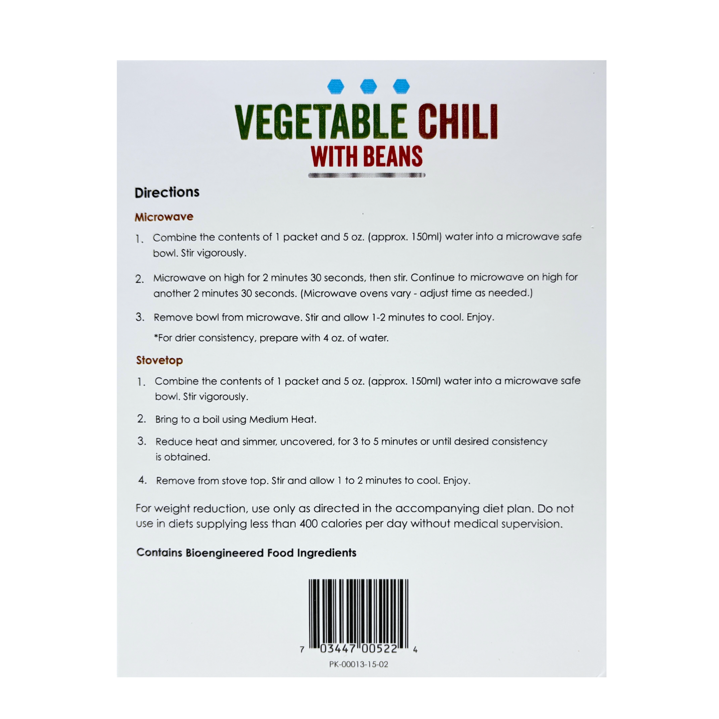 ProteinWise - Vegetable Chili with Beans - 7/Box