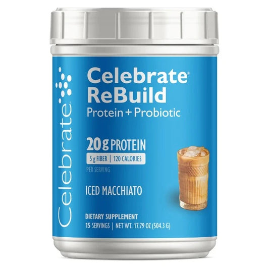 Celebrate ReBuild Protein + Probiotic - Iced Macchiato - 15 Serving Tub