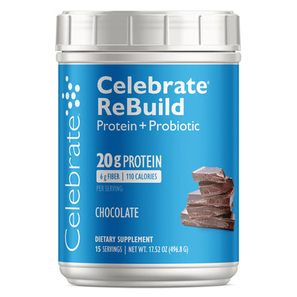 Celebrate ReBuild Protein + Probiotic - Chocolate - 15 Serving Tub