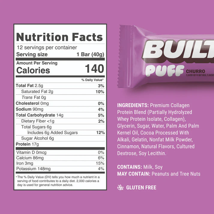 Built High Protein Puff - Churro - 1 Bar