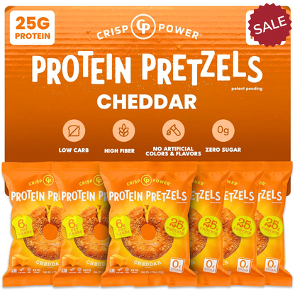 Crisp Power Protein Pretzels - Cheddar - 6 Bags