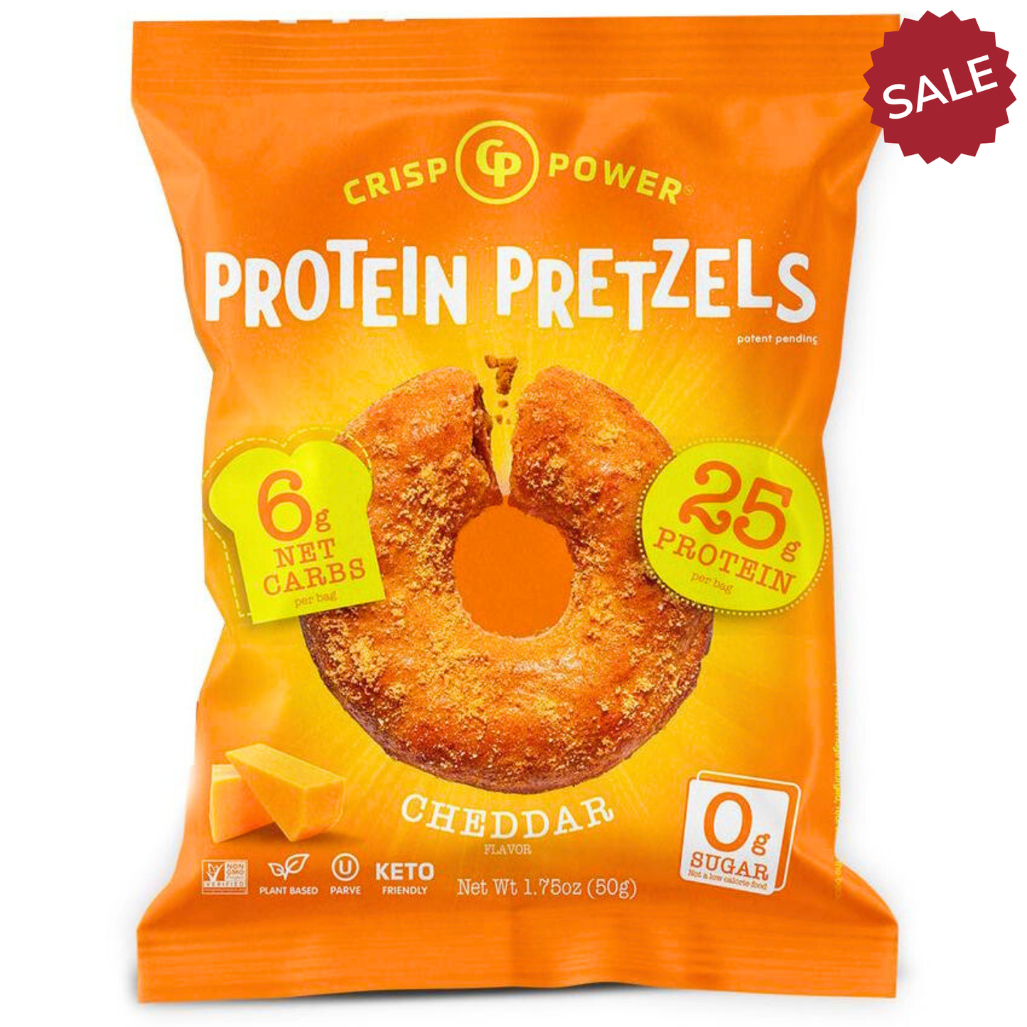 Crisp Power Protein Pretzels - Cheddar - Single Bag
