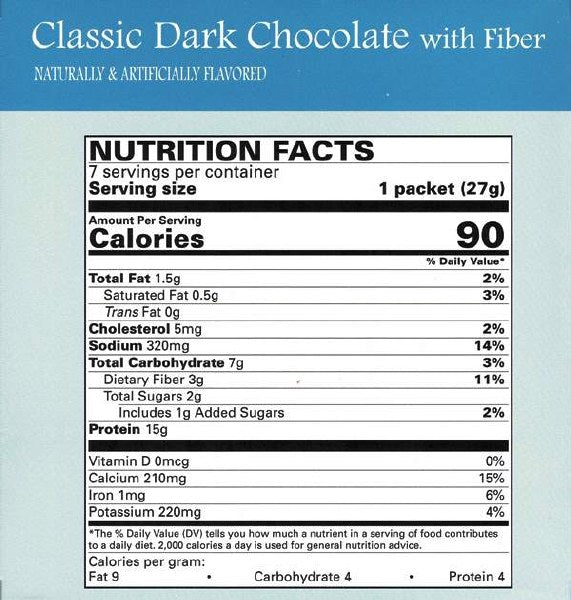 ProteinWise - Classic Dark Chocolate Shake or Pudding with Fiber - 7/Box