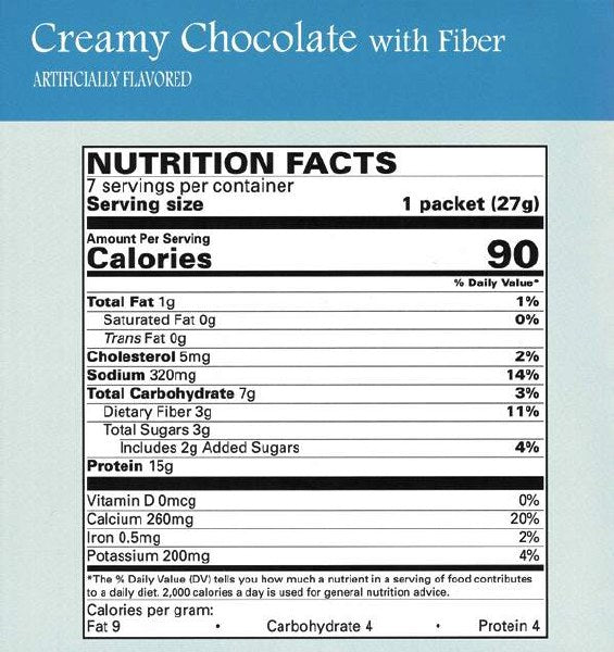 Proteinwise - Creamy Chocolate Shake or Pudding with Fiber - 7/Box