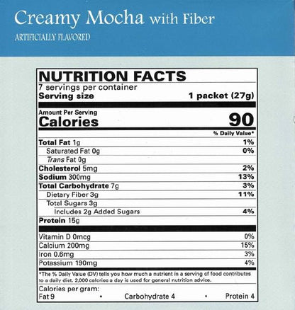 Proteinwise - Creamy Mocha Shake or Pudding with Fiber- 7/Box