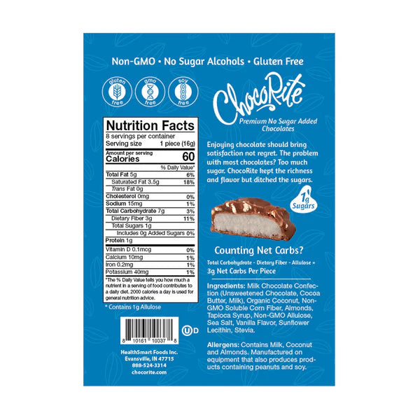 HealthSmart Chocorite - Milk Chocolate Coconut Almond - Pouches