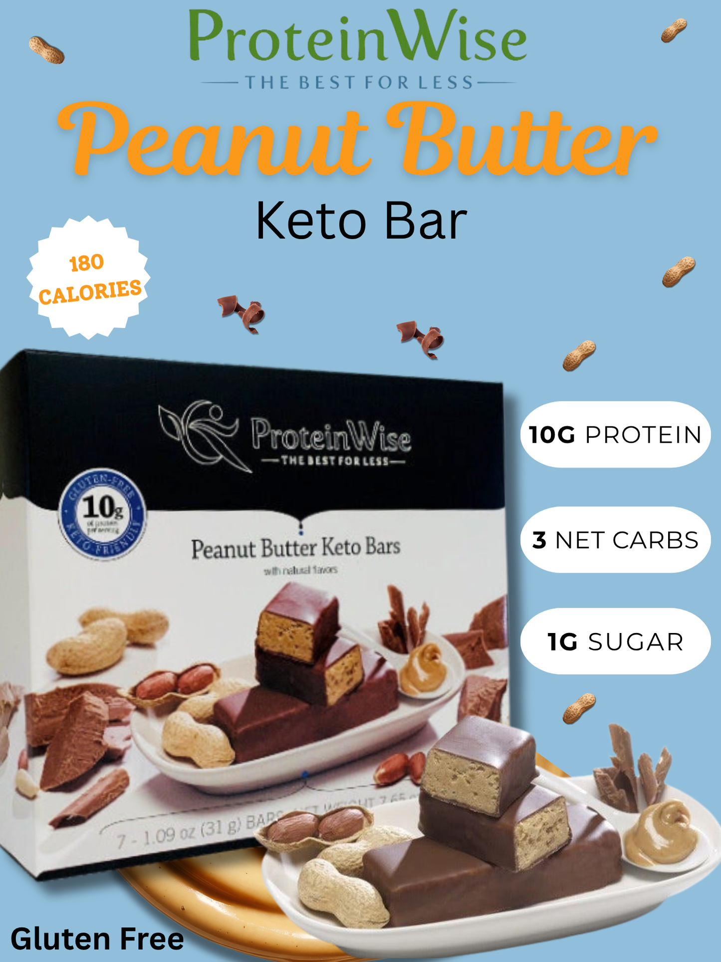 ProteinWise - Peanut Butter Keto Bar - 7 Bars