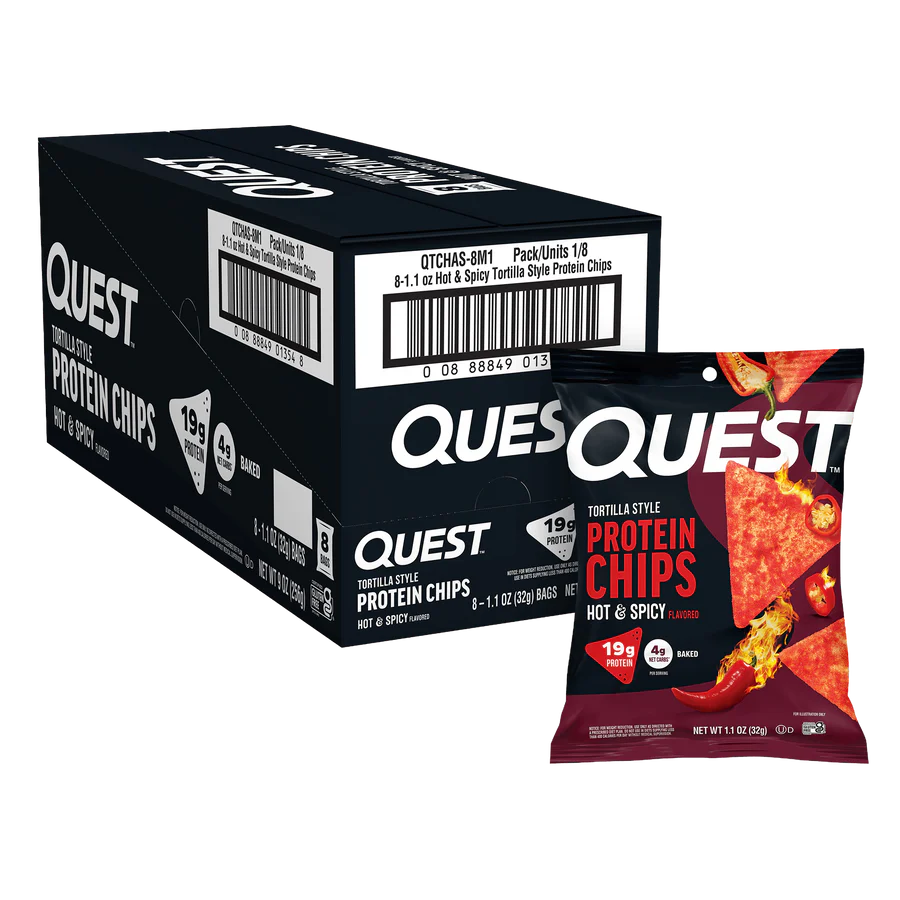 Quest Protein Tortilla Chips - Hot & Spicy - 8 Bags
