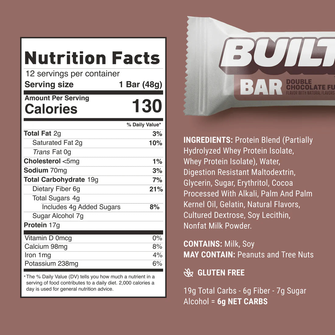 Built High Protein Bar - Double Chocolate Fudge - 12/Box