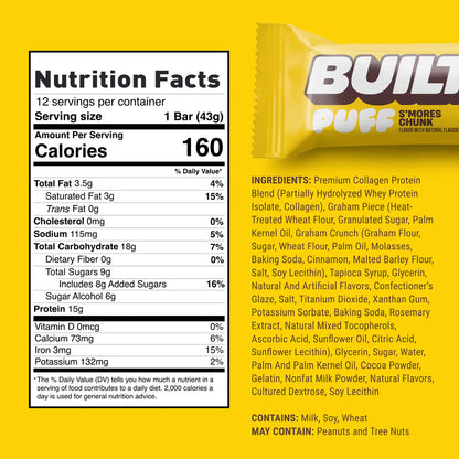 Built High Protein Puff - S'Mores Chunk - 1 Bar