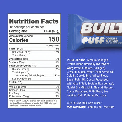 Built High Protein Puff - Cookies 'N Cream - 1 Bar