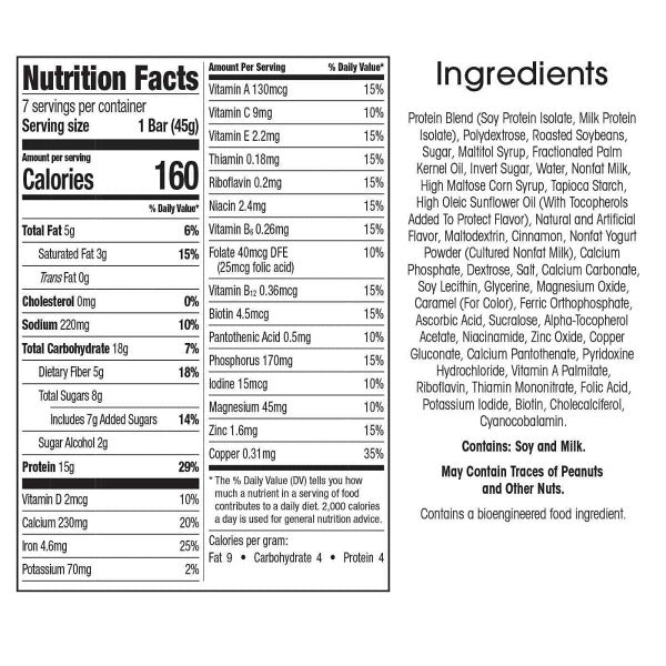 ProteinWise - Cinnamon Nutrition Bar - 7/Box