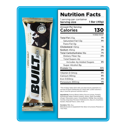 Built High Protein Bar - Cookies 'N Cream - 1 Bar