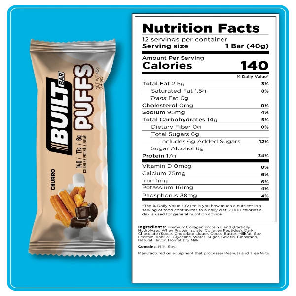 Built Bar - Churro Puffs  - 1 Bar