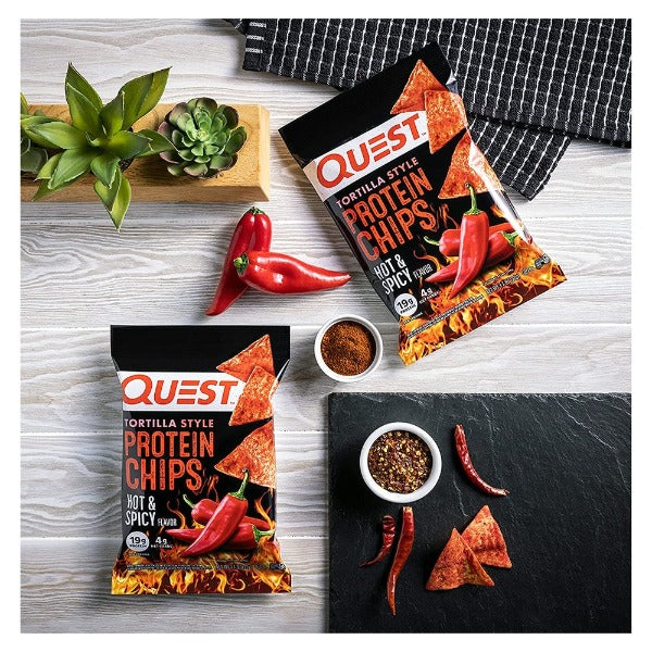 Quest Protein Tortilla Chips - Hot & Spicy - 8 Bags