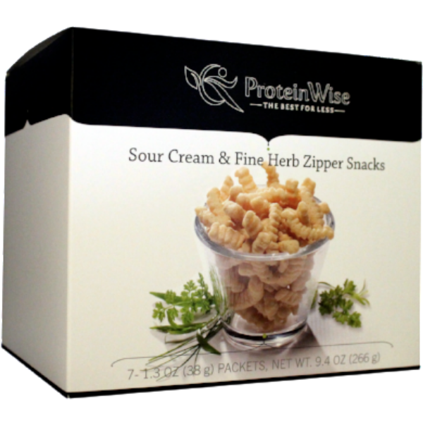 Snacks - ProteinWise - Sour Cream & Fine Herb Zipper Snacks - 7/Box - ProteinWise