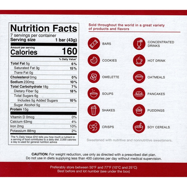 ProtiDiet - High Protein Old Fashioned Strawberry Peanuts Bar - 7 Bars