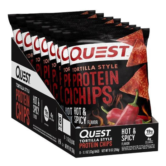 Quest Protein Tortilla Chips - Hot & Spicy - 8 Bags