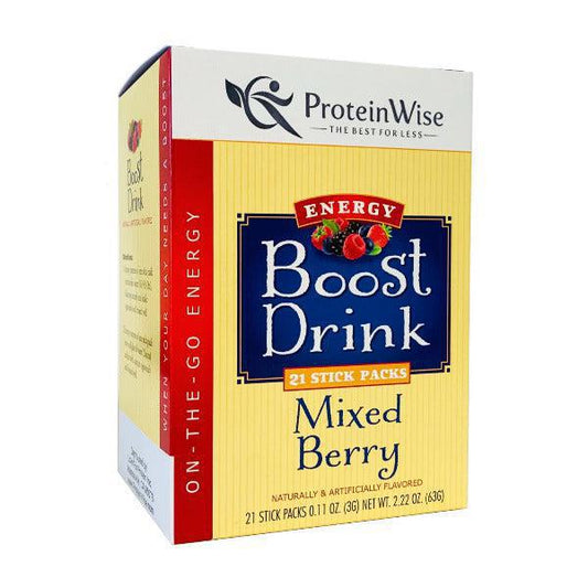 ProteinWise - Mixed Berry Energy Boost Drinks - 21 Stick Packs