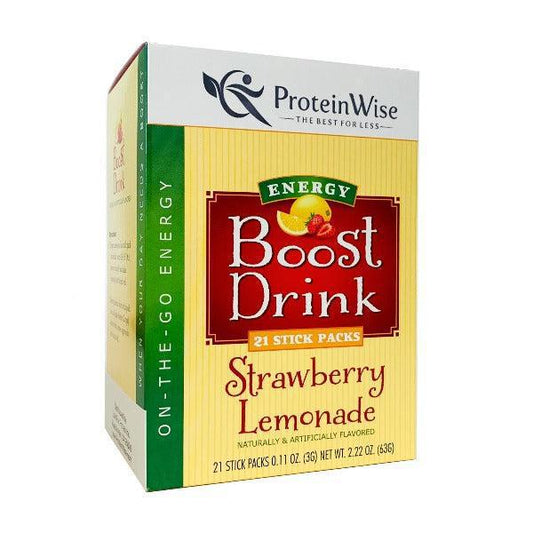 ProteinWise - Strawberry Lemonade Energy Boost Drinks - 21 Stick Packs
