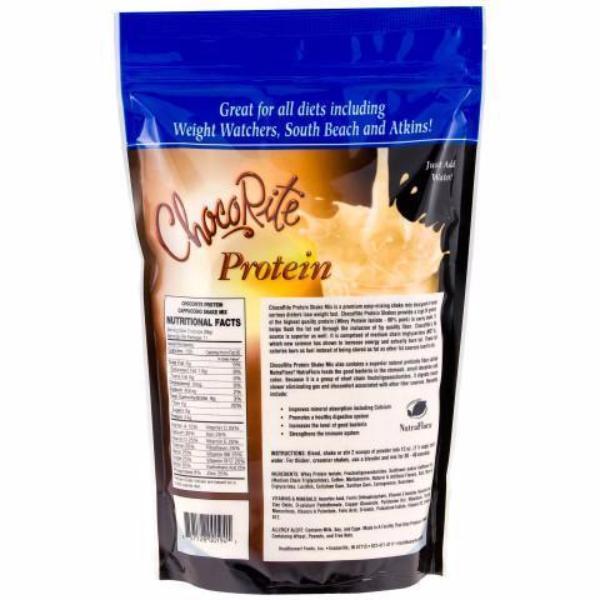 Protein Powder - HealthSmart ChocoRite High Protein Shake Mix - Cappuccino - 14.7 oz - ProteinWise